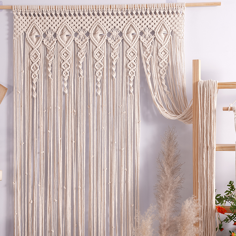 Macrame Door Hanging Room Divider for Privacy, Crochet Window Curtains