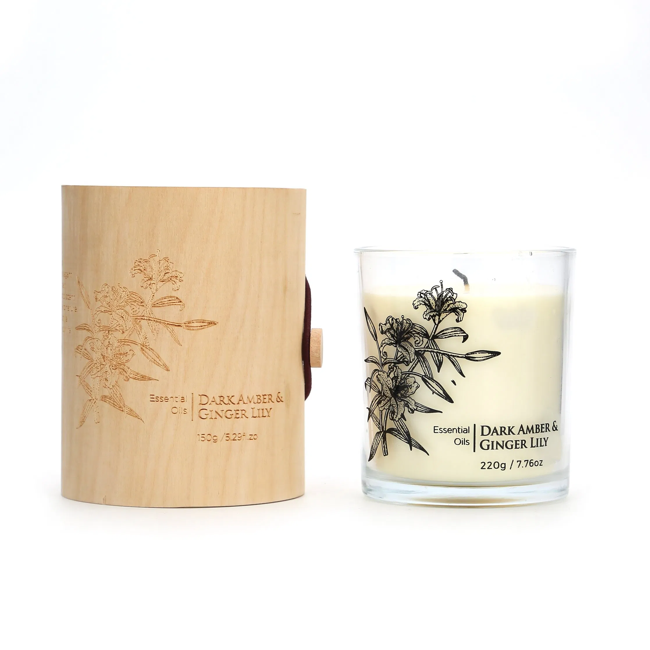 Wholesale 8oz 10oz 12oz 14oz 15oz 16oz 20oz Glass Containers Vessels for Candle Making with Wooden Lids Empty Luxury Candle Jars