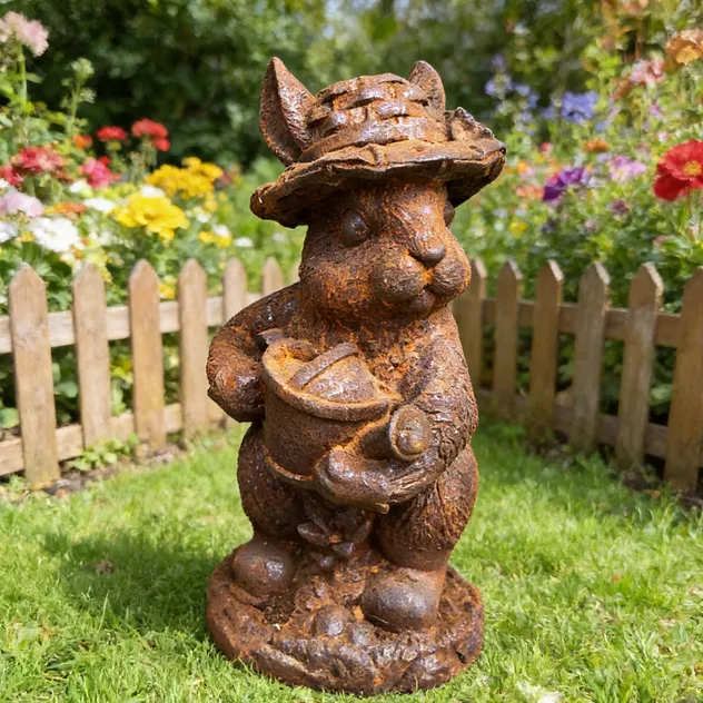 Metal Cast Iron Rabbit Sculpture 1