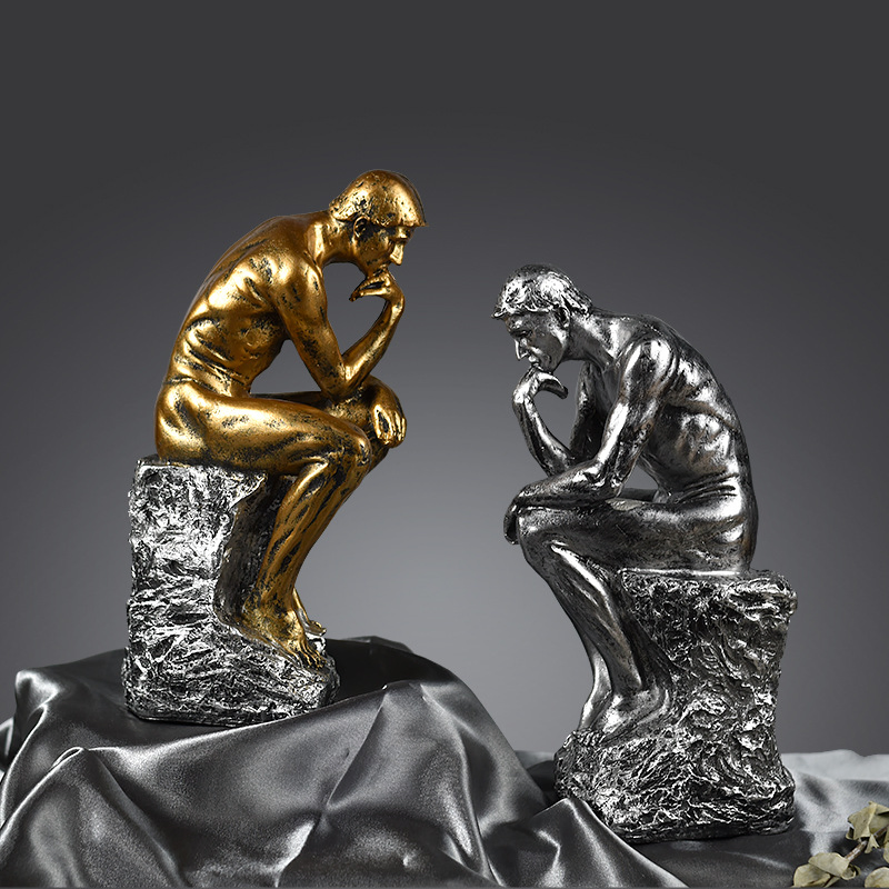 Thinker Resin Sculpture Abstract Figure Sculpture Art Crafts Furnishing Tabletop Wine Cabinet Window Furnishing