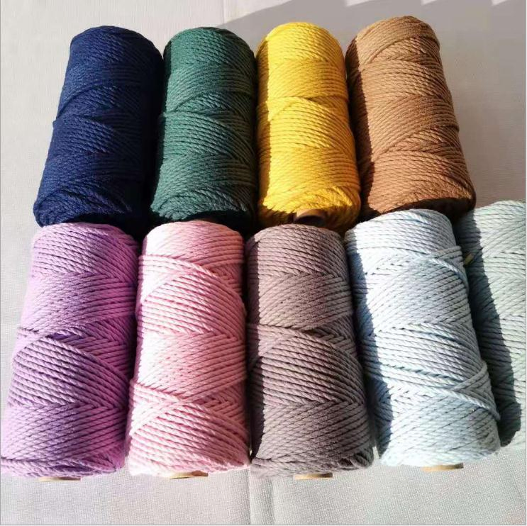 3mm 4mm 5mm Single Twisted /3 Twisted 100% Cotton Natural Color Macrame Cord /Rope