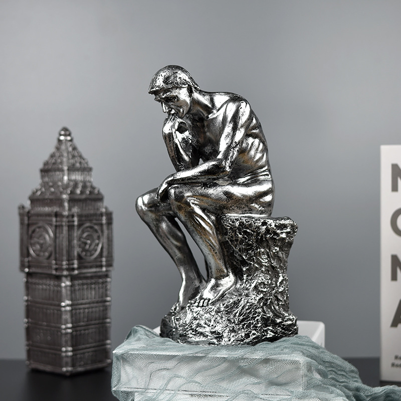 Thinker Resin Sculpture Abstract Figure Sculpture Art Crafts Furnishing Tabletop Wine Cabinet Window Furnishing