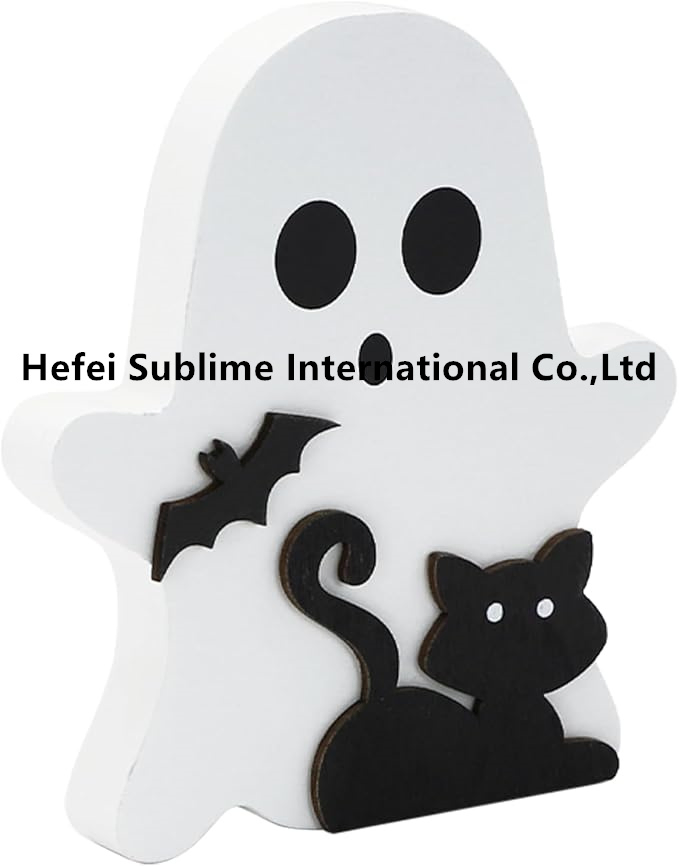Cute Ghost Halloween Decorations Wooden Tiered Tray Decor Table Sign Halloween Decor Wooden Ghost Sign