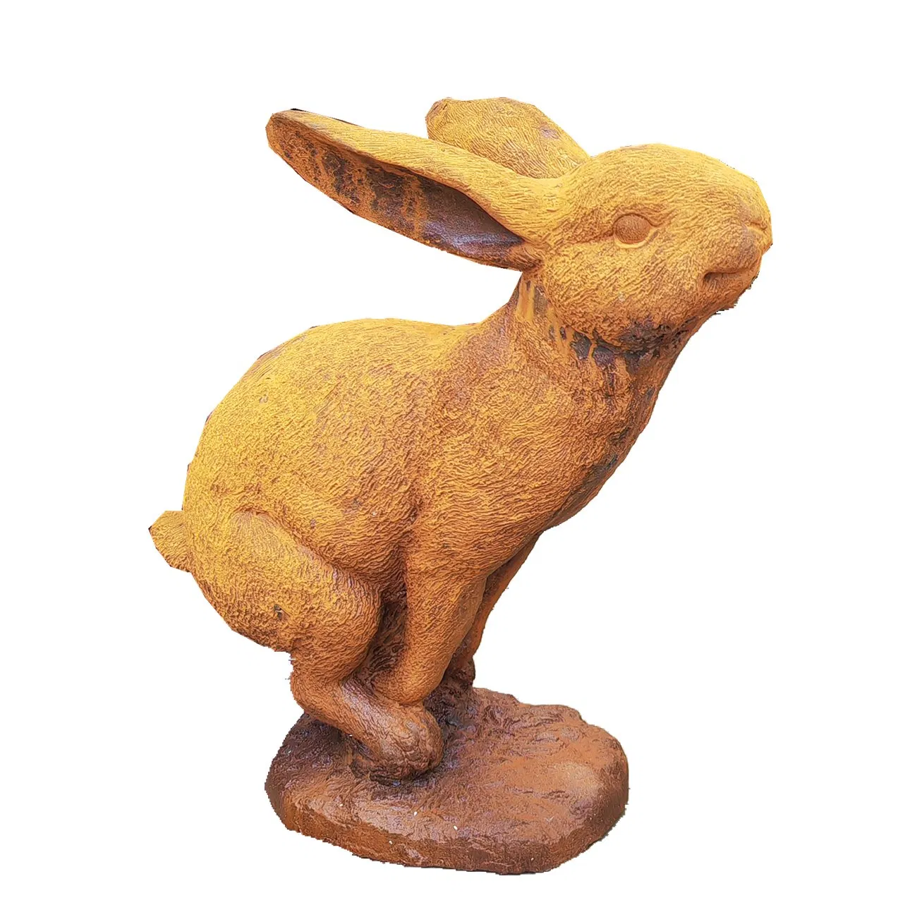Rusty Finish Cast Iron Bunny Figurine for Garden Collectors