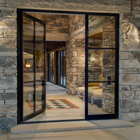 Modern Classic French Door Entrance Door Double Swing Door Steel Framed Doors and Windows