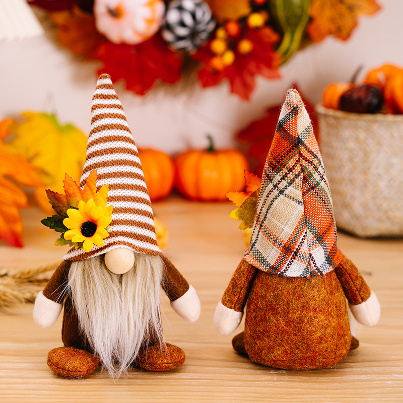 Fall Gnomes Plush for Tiered Tray Decor, Fall Decorations for Home, Fall Leaves and Dangle Legs Gnomes for Thanksgiving Decorations