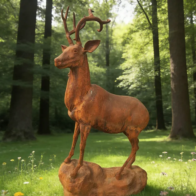 Garden Cast Iron Deer Head Sculpture 1