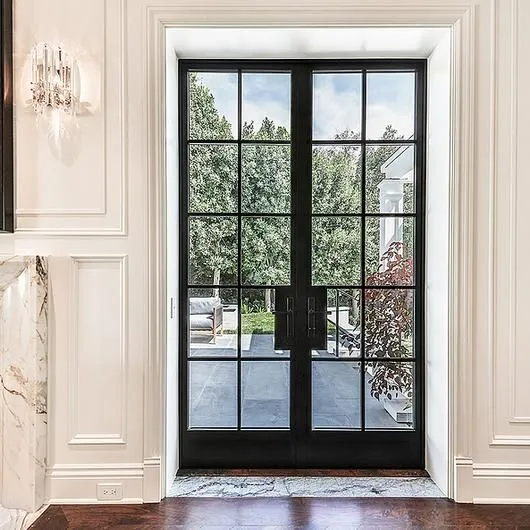 Modern Classic French Door Entrance Door Double Swing Door Steel Framed Doors and Windows