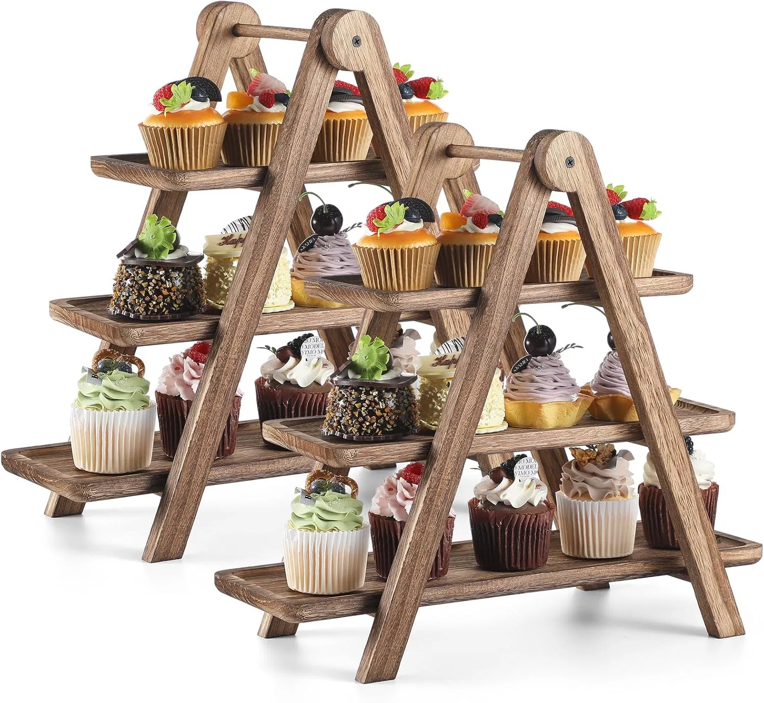 Wood Serving Tray Three Tiered Cupcake Stand Rustic Tray Wooden Farmhouse Decor