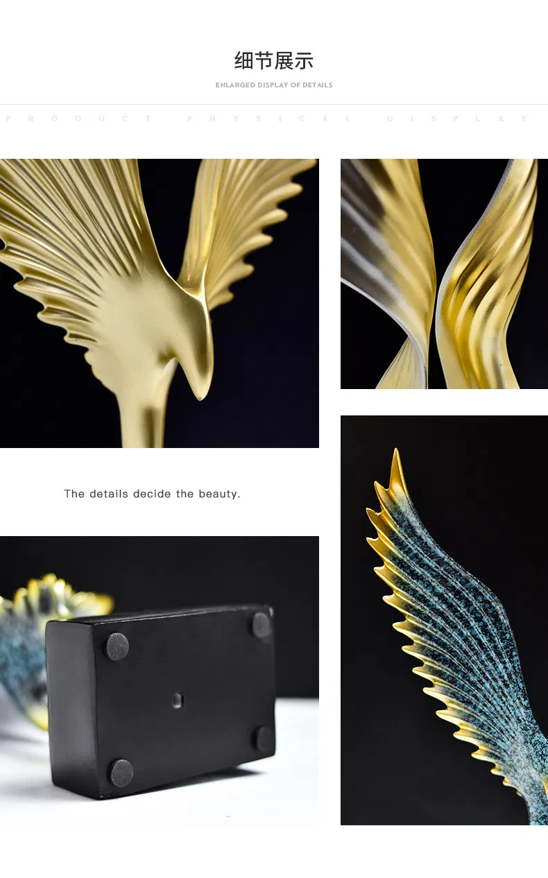 Cross-Border, High-End, Large, Phoenix Spreading Its Wings Resin Art Piece, Perfect for Living Rooms and Entryways