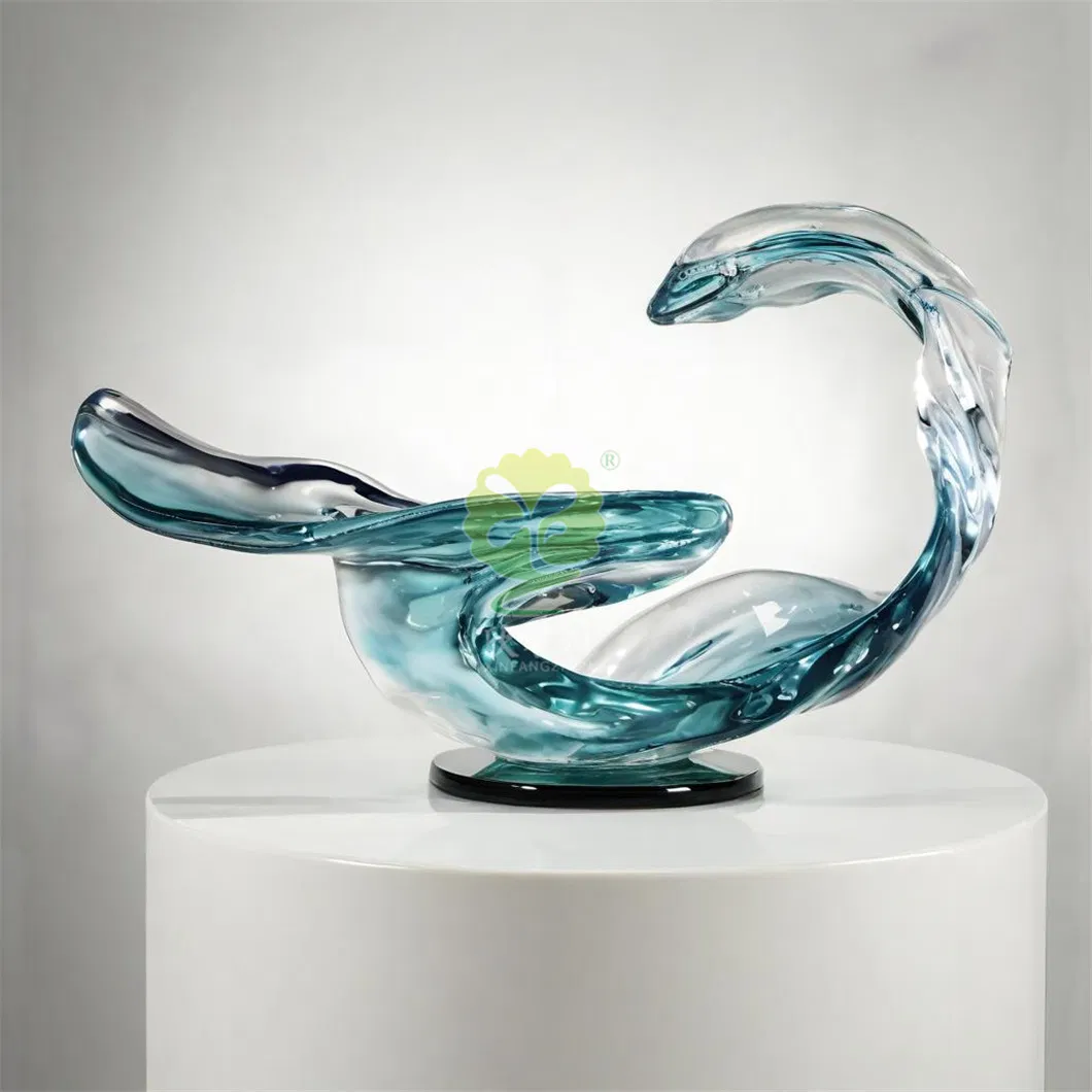 Manufacturer of Transparent Synthetic Resin Art Ribbon Shaped Sculpture Floor-Standing Installation