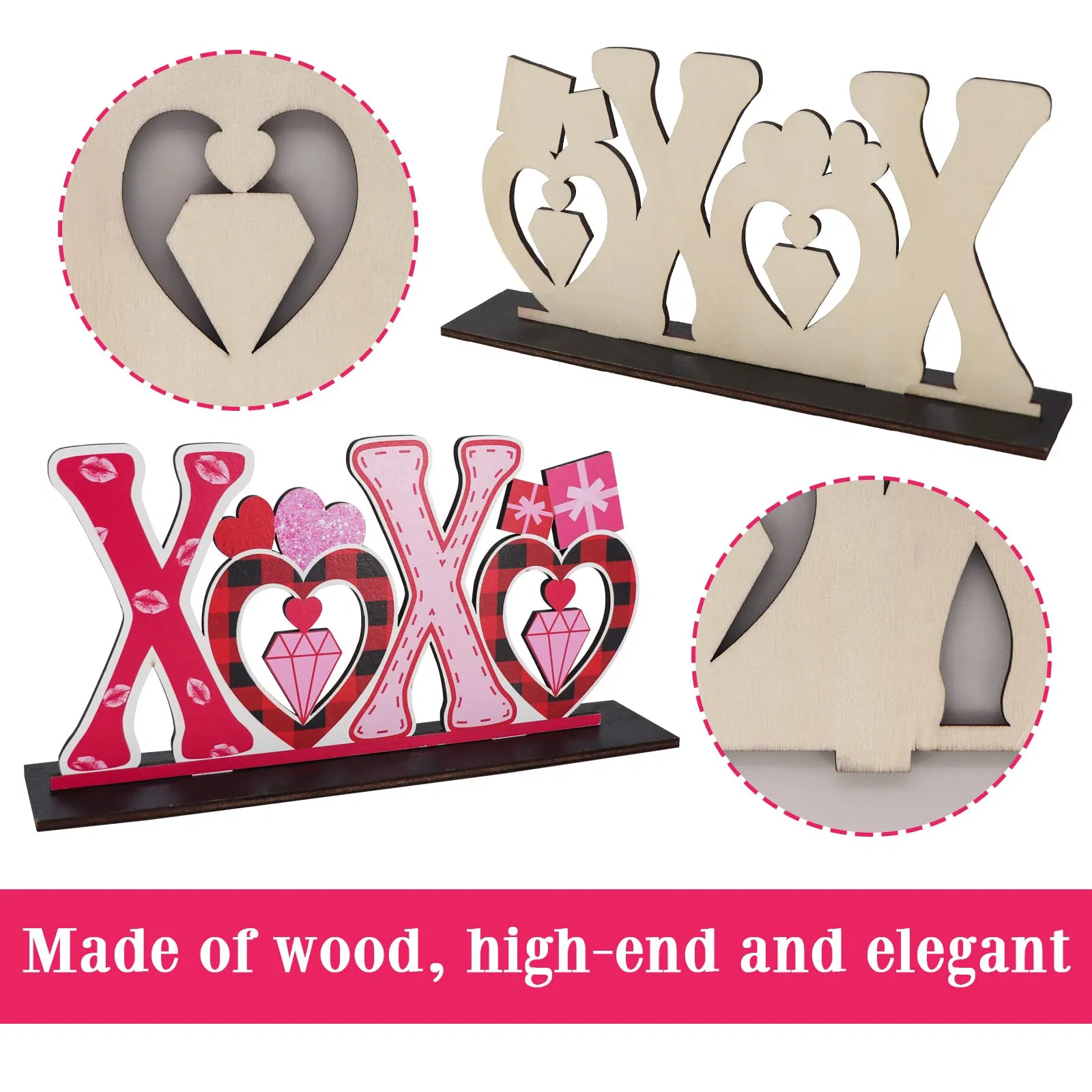 Hot Sale Valentine's Day Mini Wood Sign Tiered Tray Decor