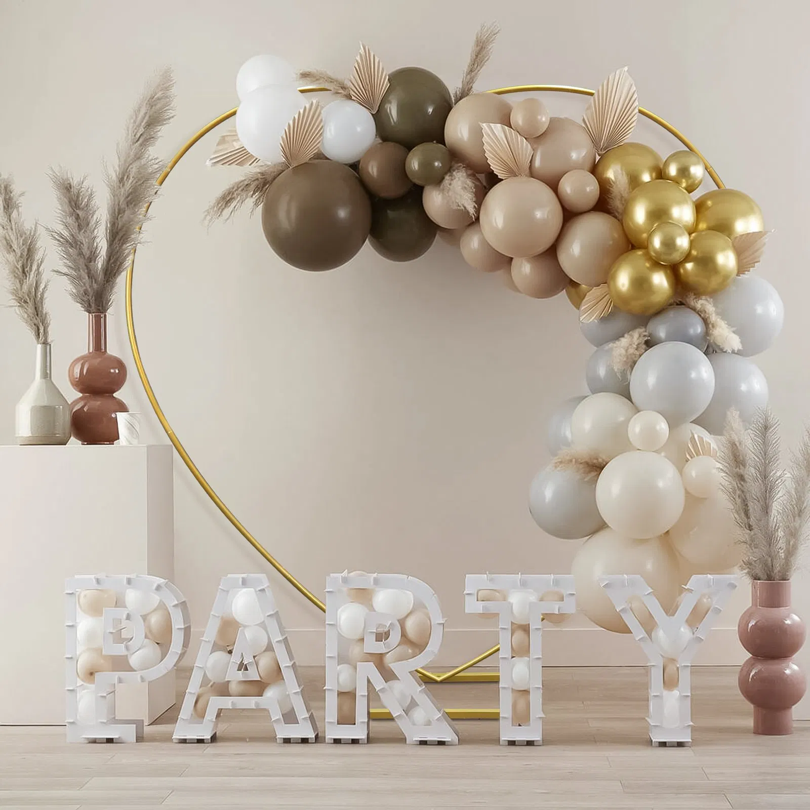 Heart Shape Wedding Arches for Ceremony Gold Arch Backdrop Stand, Metal Heart Shape Balloon Arch Frame with Base for Wedding Birthday Party Decor