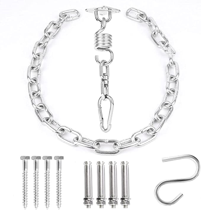 Hammock Hanging Rope Swing Macrame Chair Extra Long Stretching Bed with Max Capacity of 330 Lbs with Complete 360° Rotation Spring Hardware Set