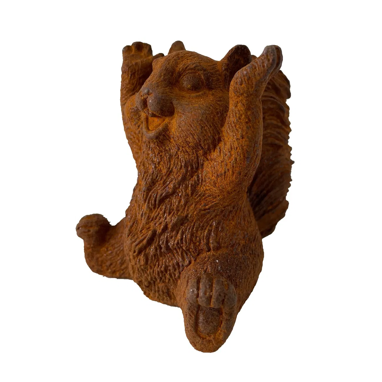 Handcrafted Iron Squirrel Sculpture for Indoor/Outdoor Gardens