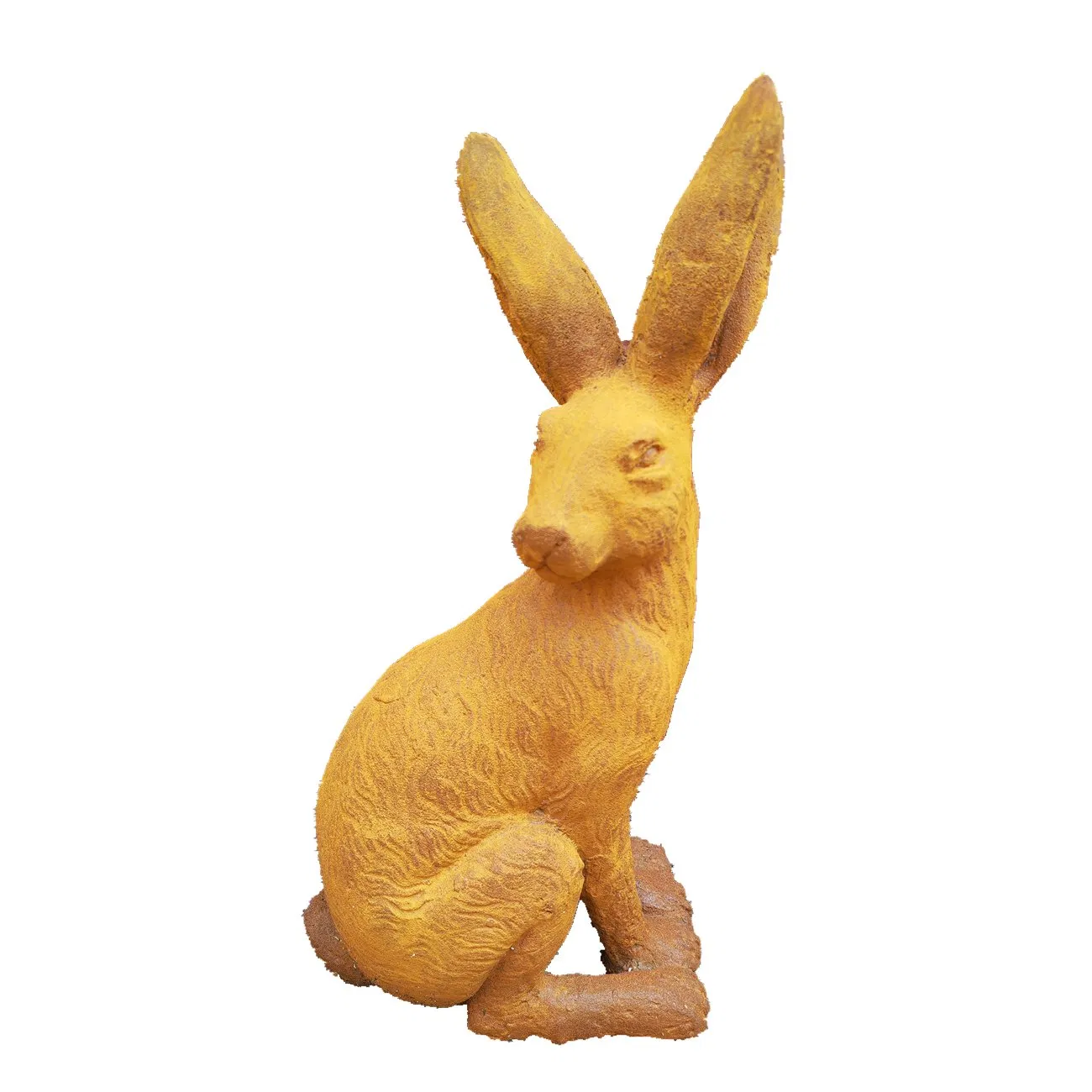 Rusty Finish Cast Iron Bunny Figurine for Garden Collectors