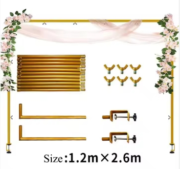 2025 New Design Iron Arch Stand Arch Over The Table Rod with Clamps Metal Balloon Frame