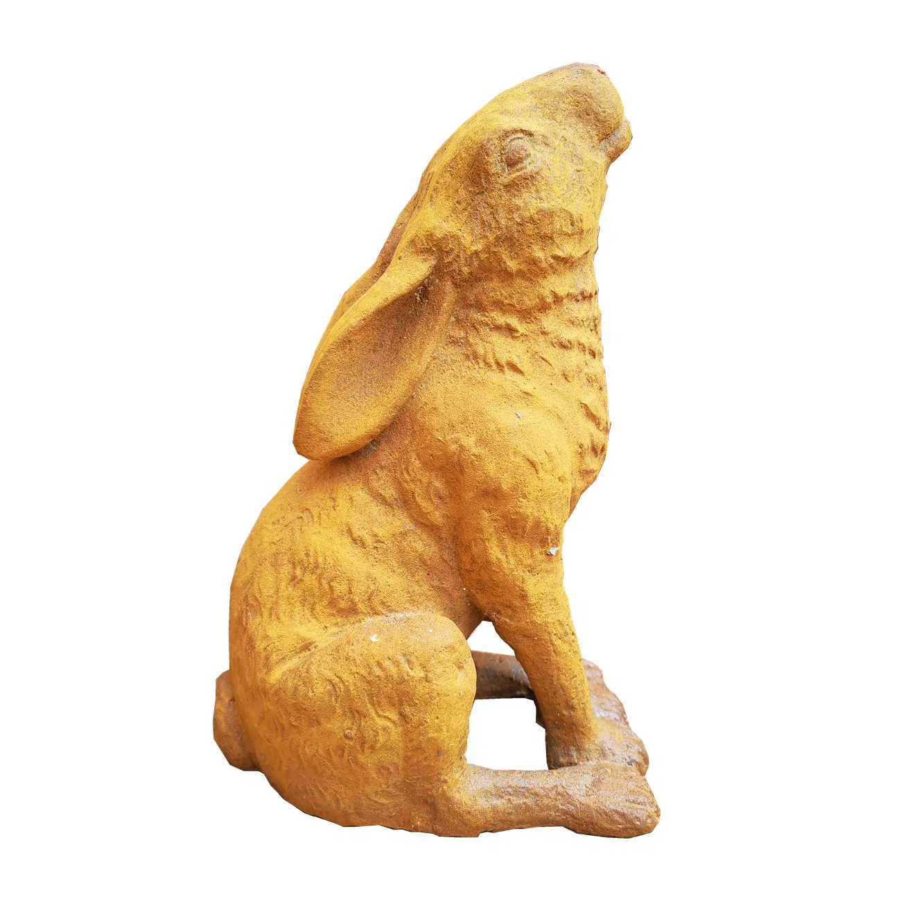 Rusty Finish Cast Iron Bunny Figurine for Garden Collectors