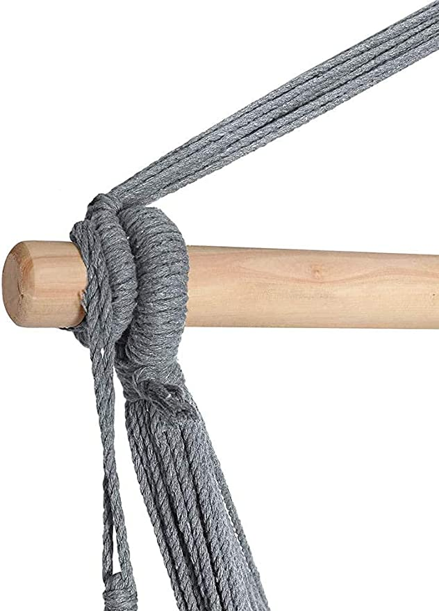 Hammock Hanging Rope Swing Macrame Chair Extra Long Stretching Bed with Max Capacity of 330 Lbs with Complete 360° Rotation Spring Hardware Set