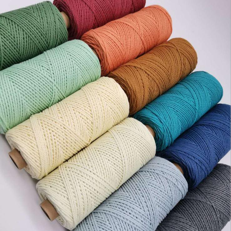 3mm 4mm 5mm Single Twisted /3 Twisted 100% Cotton Natural Color Macrame Cord /Rope