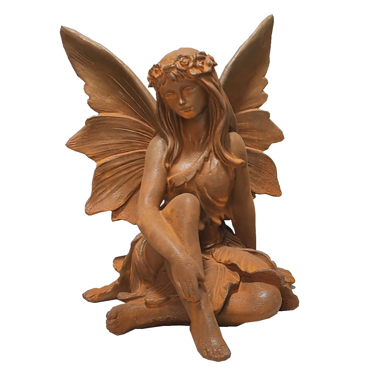 Forged Cast Iron Rusty Finish Angel Wings Housewarming Statue