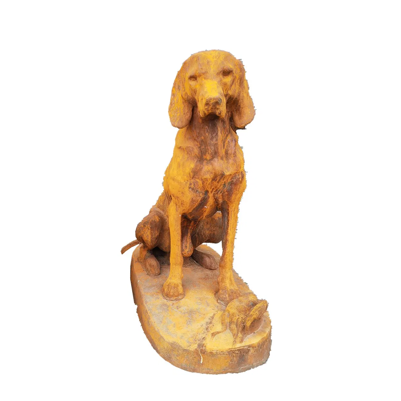 Antique Rustic Cast Iron Puppy Garden Sculpture