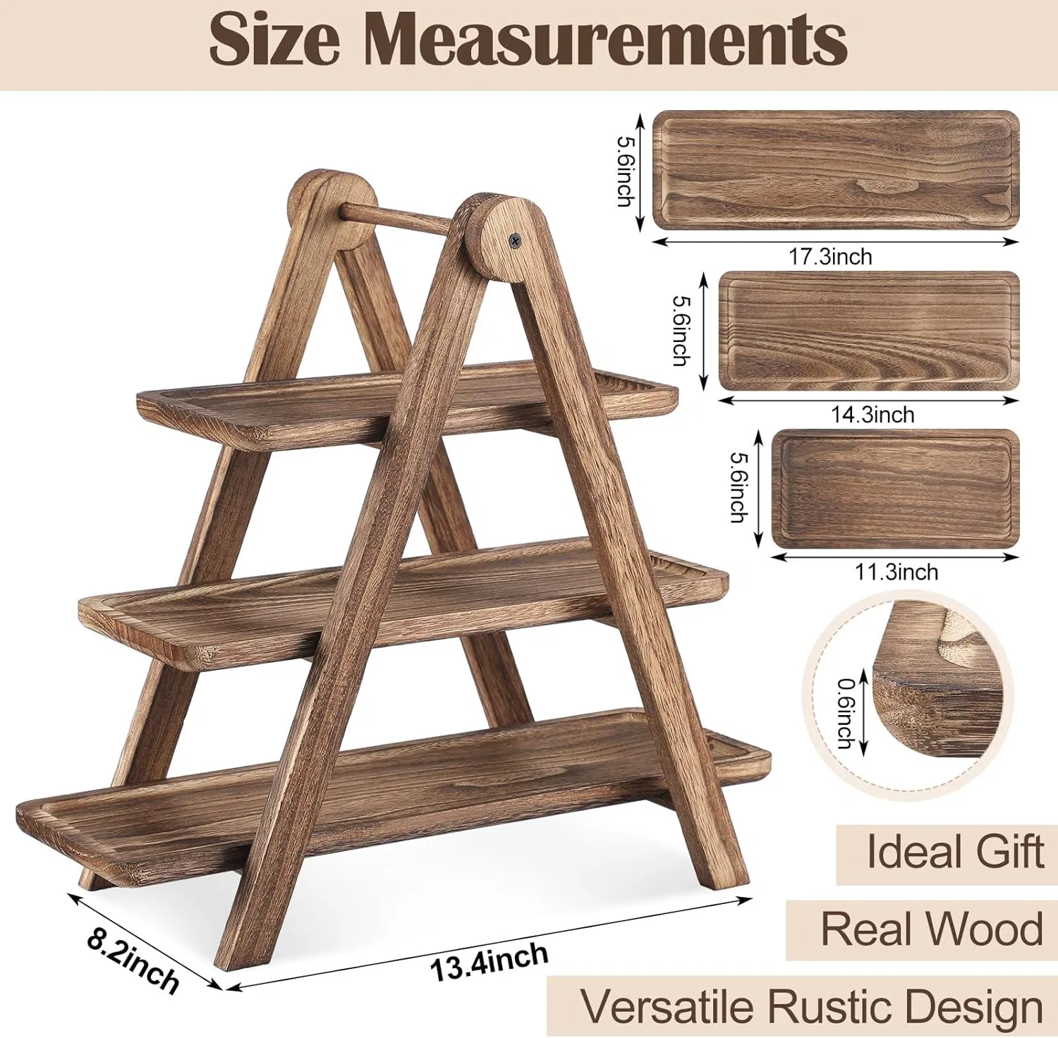 Wood Serving Tray Three Tiered Cupcake Stand Rustic Tray Wooden Farmhouse Decor