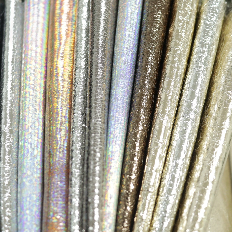 Sparkling Pearl Silver Burst PU Leather for Crafting