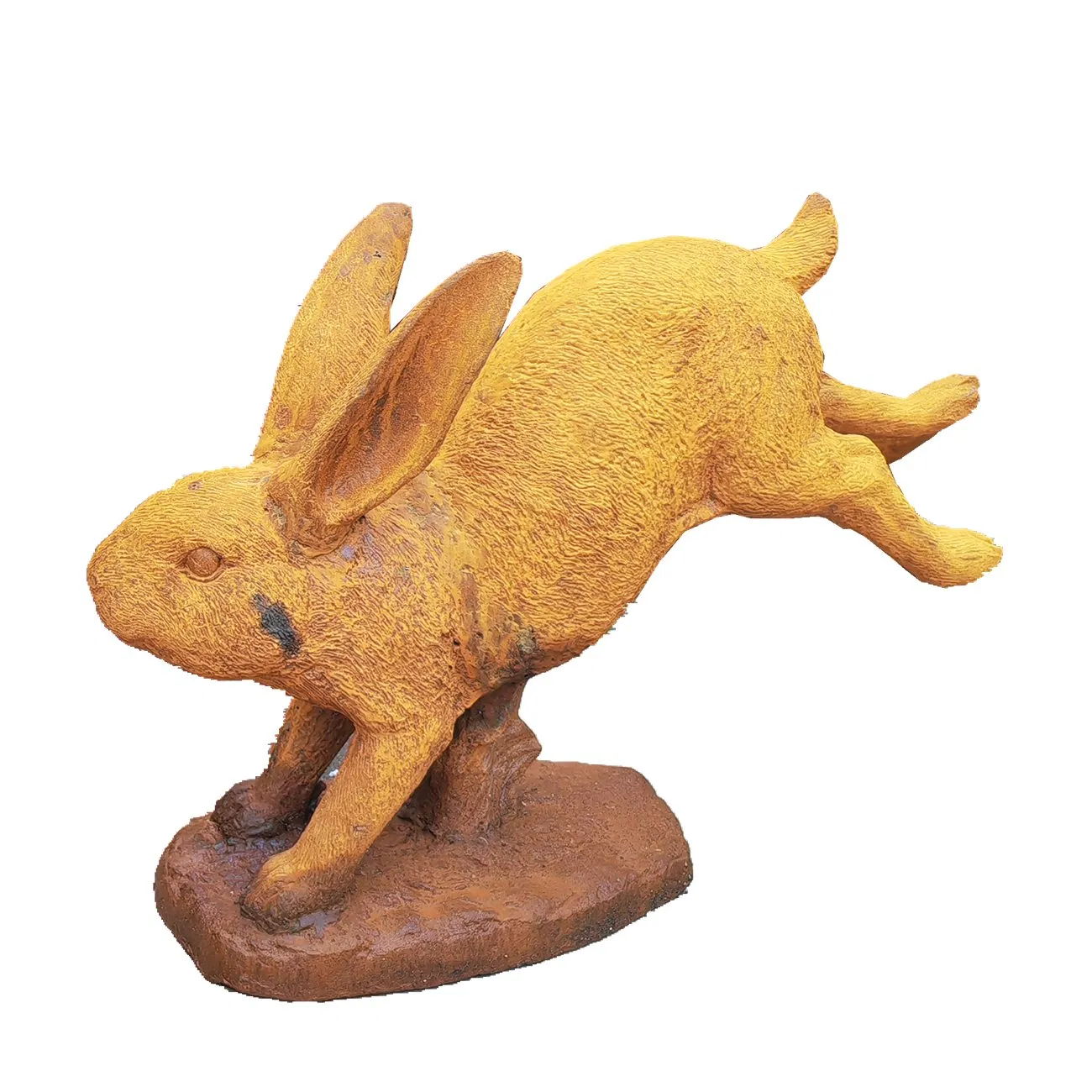 Rusty Finish Cast Iron Bunny Figurine for Garden Collectors