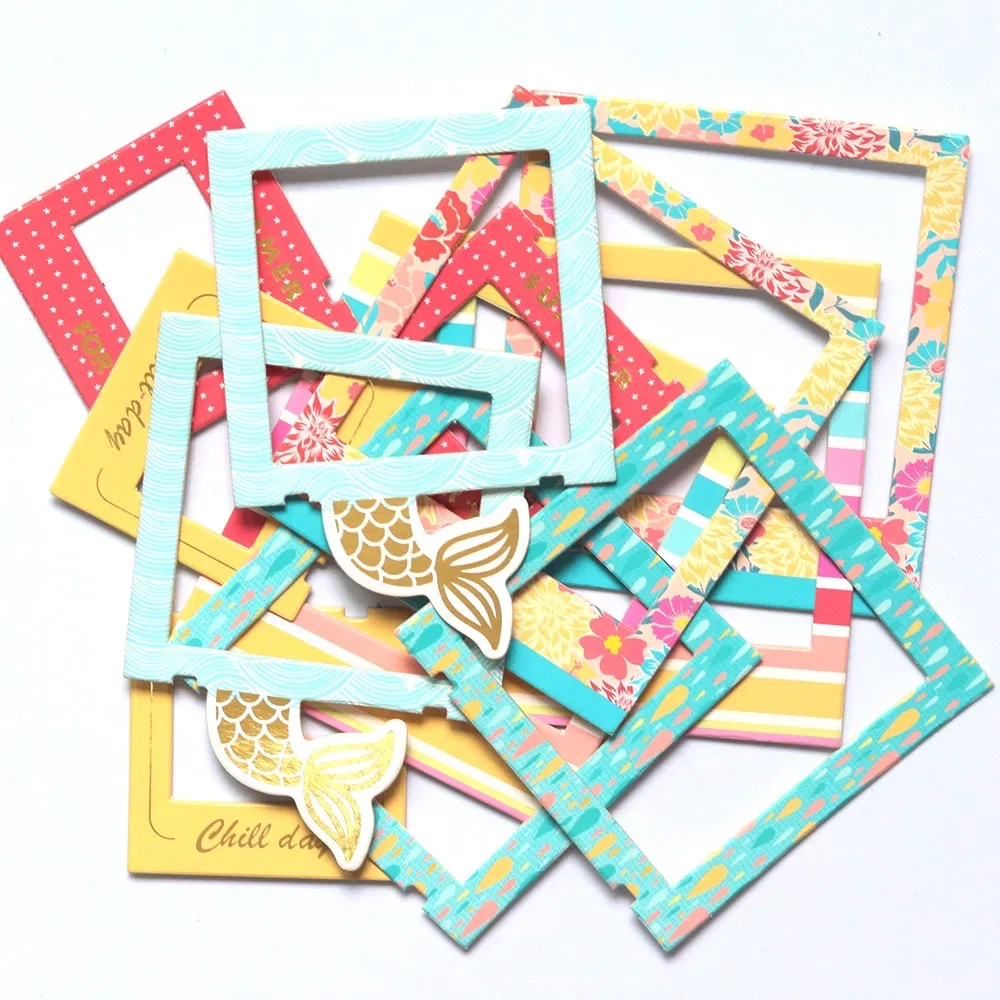 Custom Gold Stamping Design Die-Cut Chipboard Frames Scrapbooking DIY Paper Craft Decorated Frame
