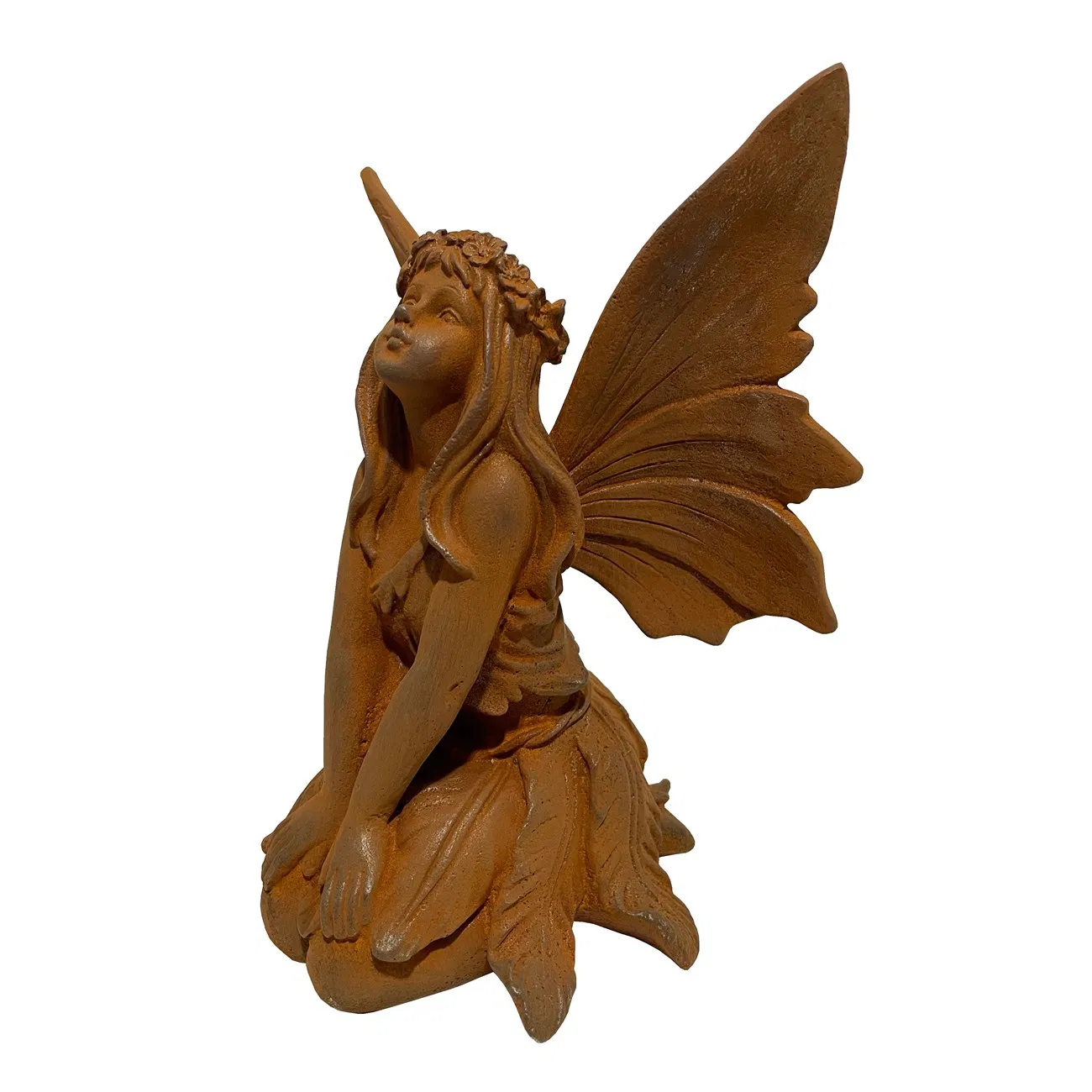 Forged Cast Iron Rusty Finish Angel Wings Housewarming Statue