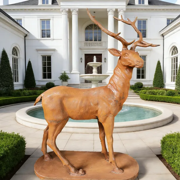 Garden Cast Iron Deer Head Sculpture 4