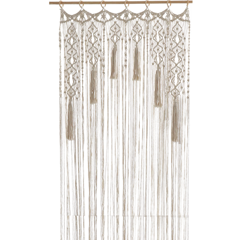 Macrame Door Hanging Room Divider for Privacy, Crochet Window Curtains