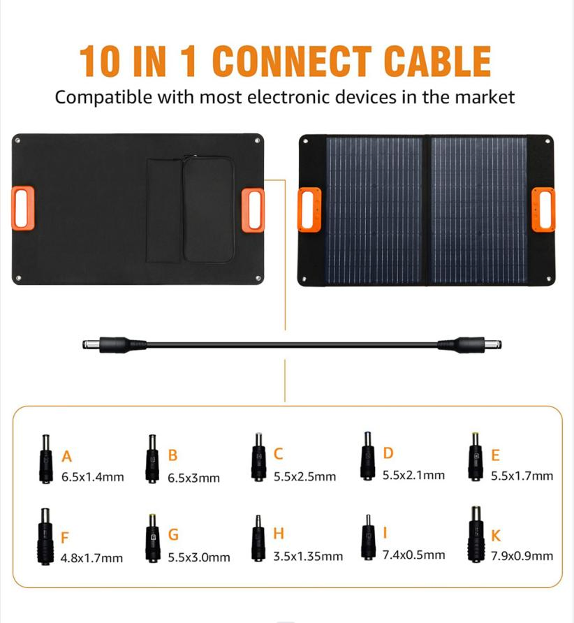 Panel Solar Fotovoltaico Plegable Impermeable Todo Negro 100W 150W 200W Panel Solar Portátil Panel Solar Plegable para Exterior