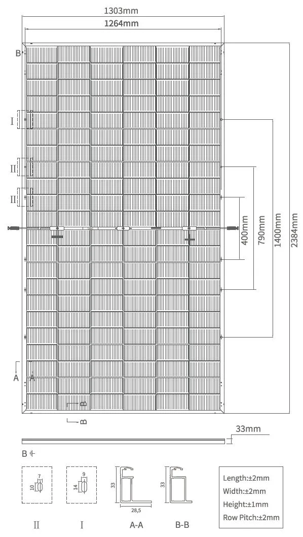 700W-720W Módulo de Panel Solar Bifacial de Alta Potencia para Plantas Solares Comerciales e Industriales