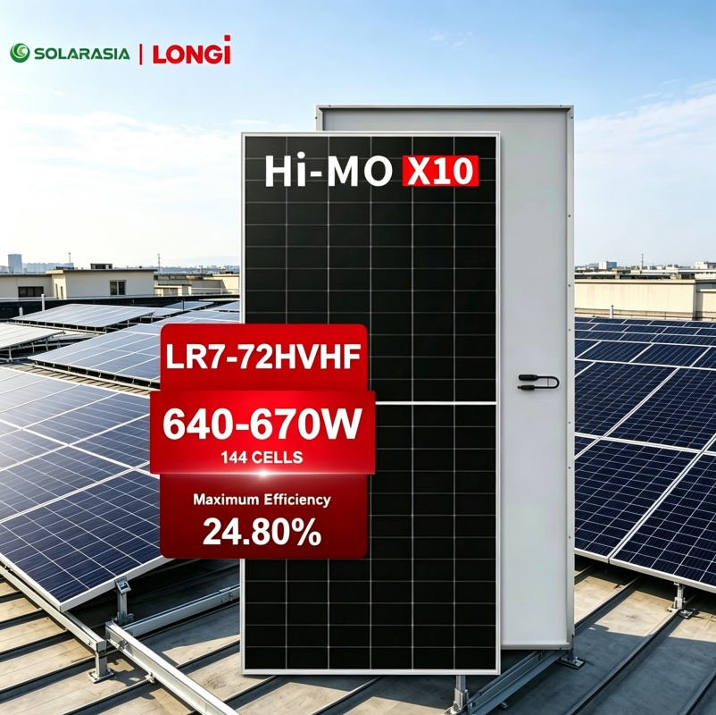 Panel Solar Longi 640W 645W 650W 655W 660W 665W 670W Módulo Fotovoltaico para Gran Escala de Granjas Solares