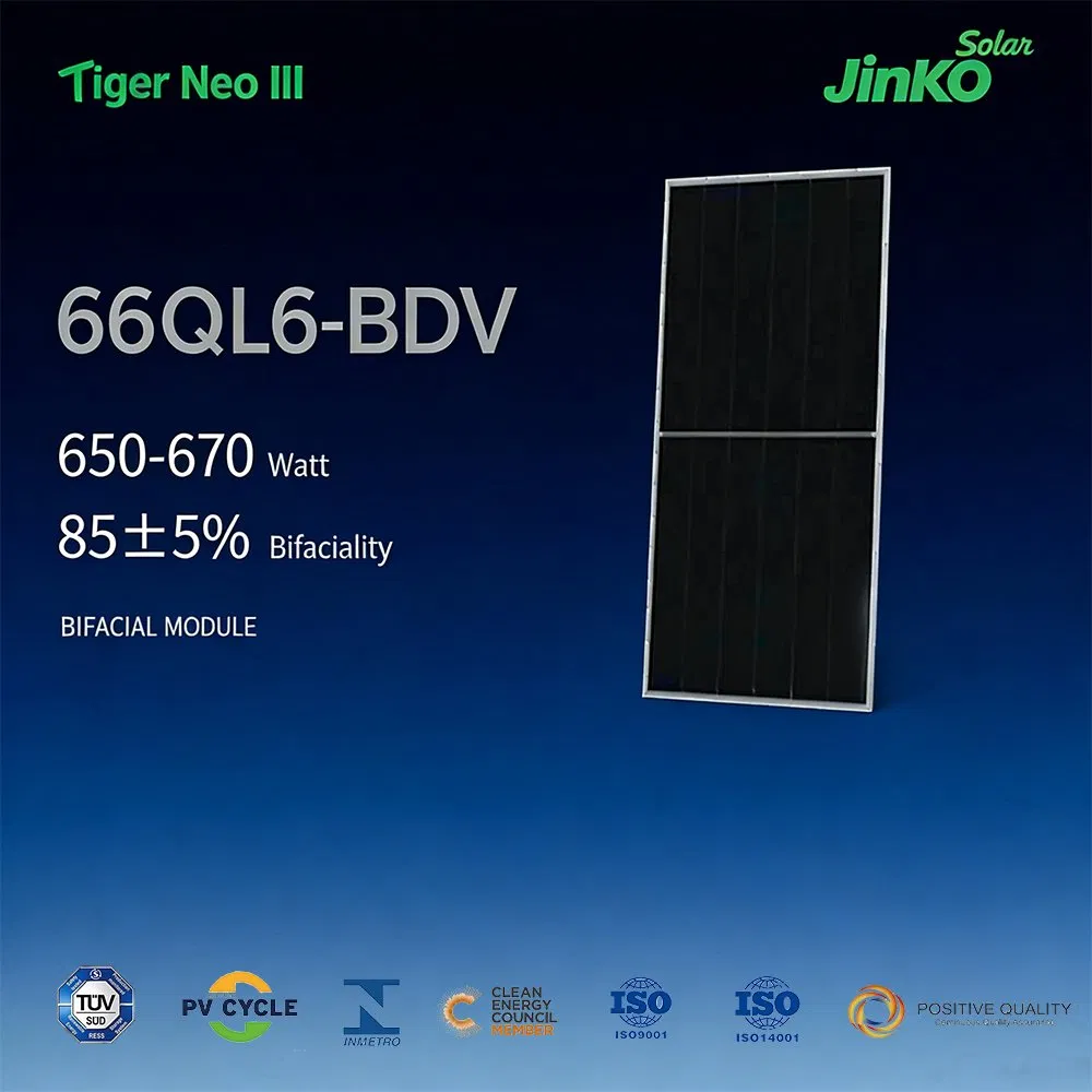 Panel Solar Bifacial Flexible Transparente y Delgado para Uso en Casa al por Mayor 650W/655W/660W/665W/670W