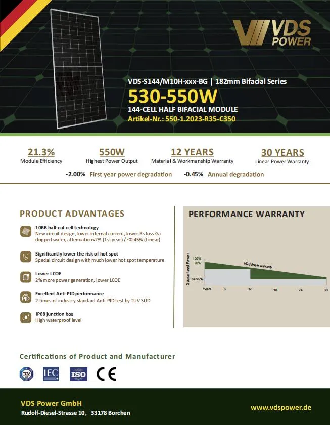 Panel Solar para Sistema Solar para Proyecto de Industria Comercial 530W 540W 550W Serie Topcon