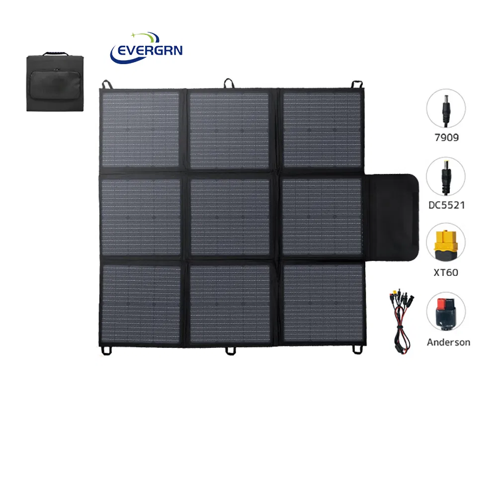 200W Negro Mc4 Conector 22% Manta de Panel Solar Plegable Ligera de Alta Eficiencia para Estación de Energía de Uso Fuera de la Red
