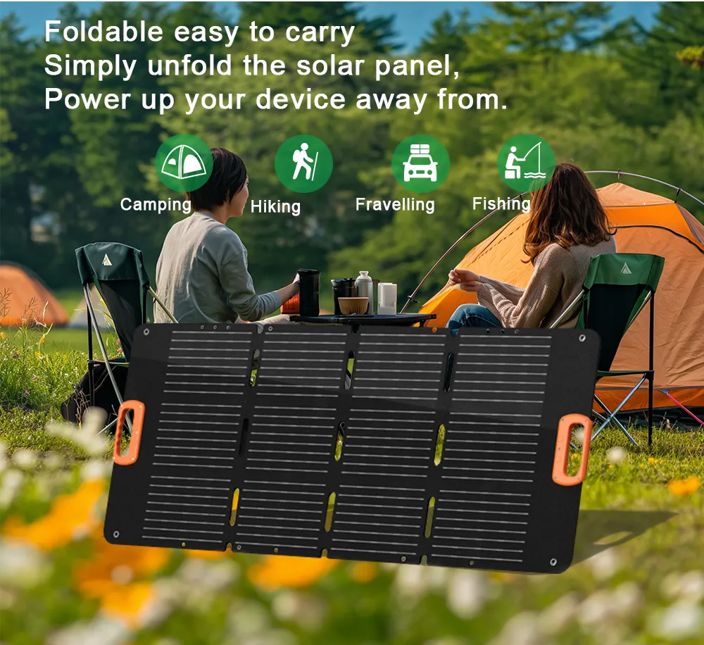 Panel Plegable Monocristalino de 200W Portátil para Cargar Panel Solar para el Hogar