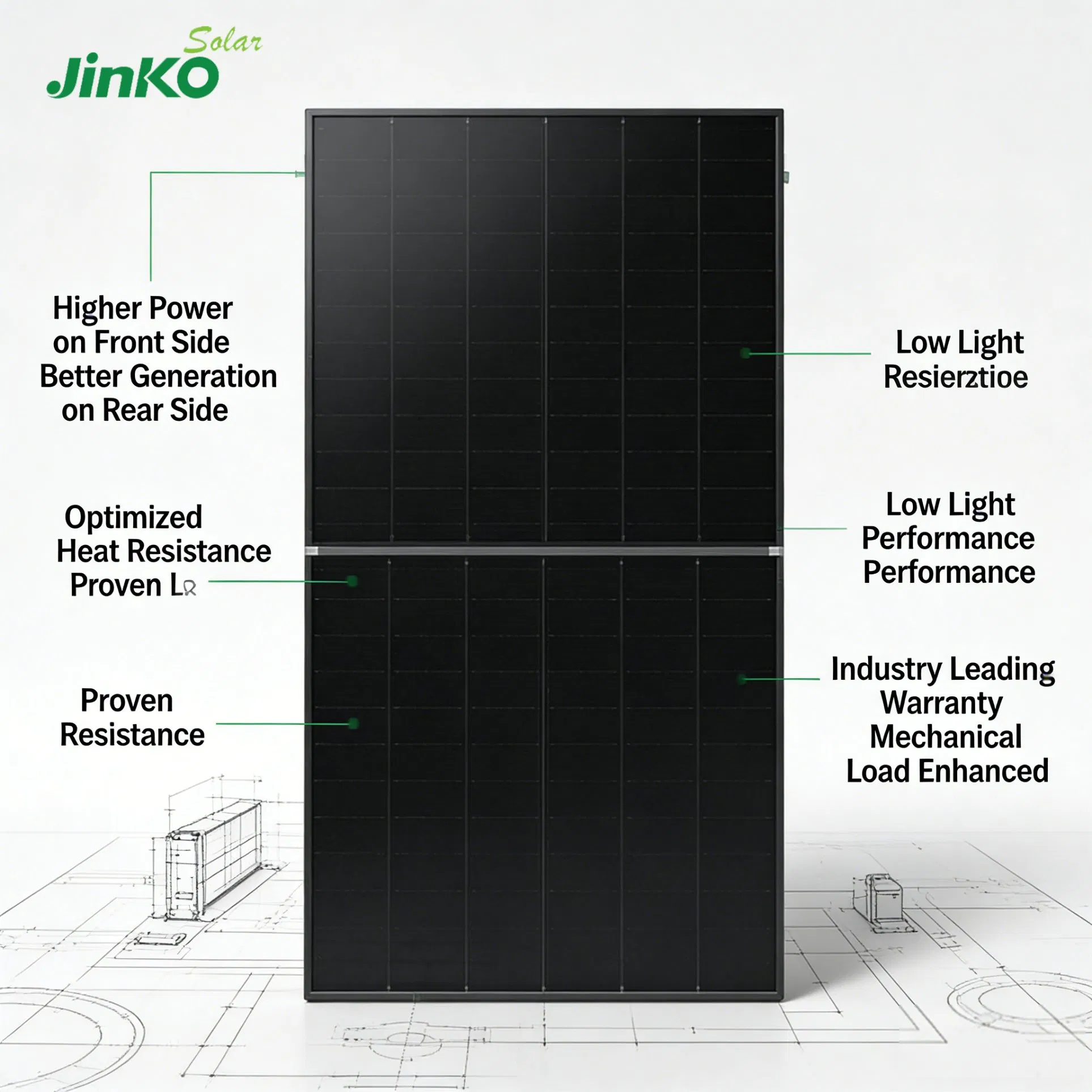 Panel Solar Bifacial Flexible Transparente y Delgado para Uso en Casa al por Mayor 650W/655W/660W/665W/670W