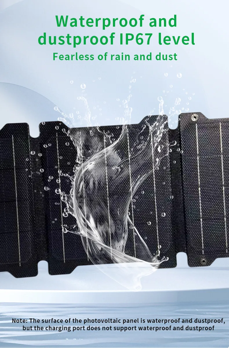 Cargador Solar Off-Grid 15W, Panel Plegable Portátil con Ojetes Reforzados, Se Adhiere a la Mochila o Carpa