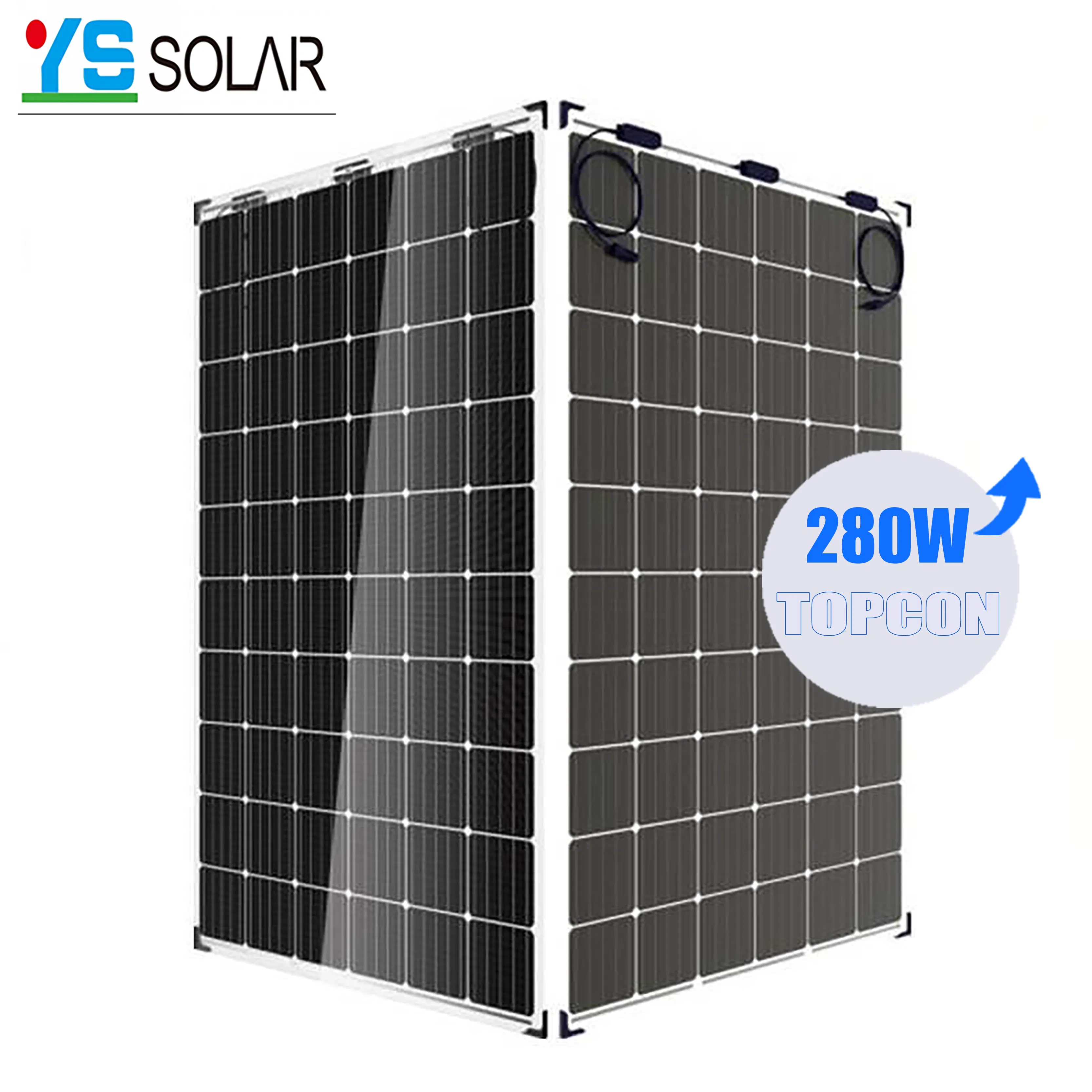 Ys280W Panel Solar Monocristalino 60-Cell N-Type Certificación TUV Marco de Aluminio Industrial Vidrio BIPV Perc