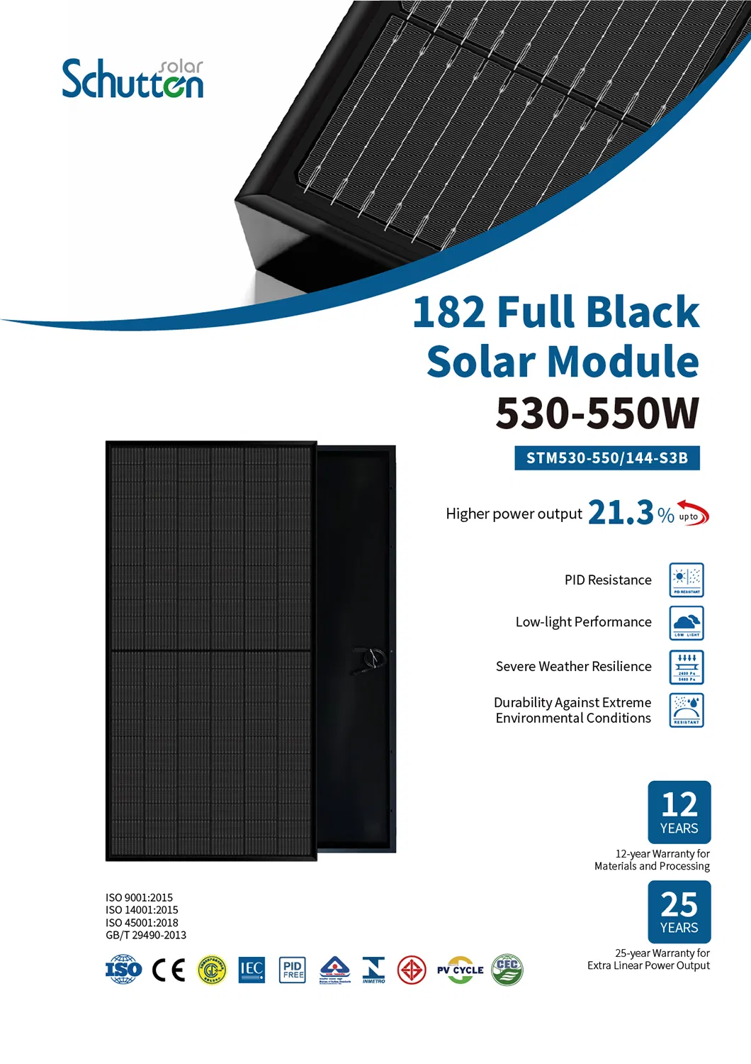 Panel Solar Mono de Perc Full Black Optimizado 535W