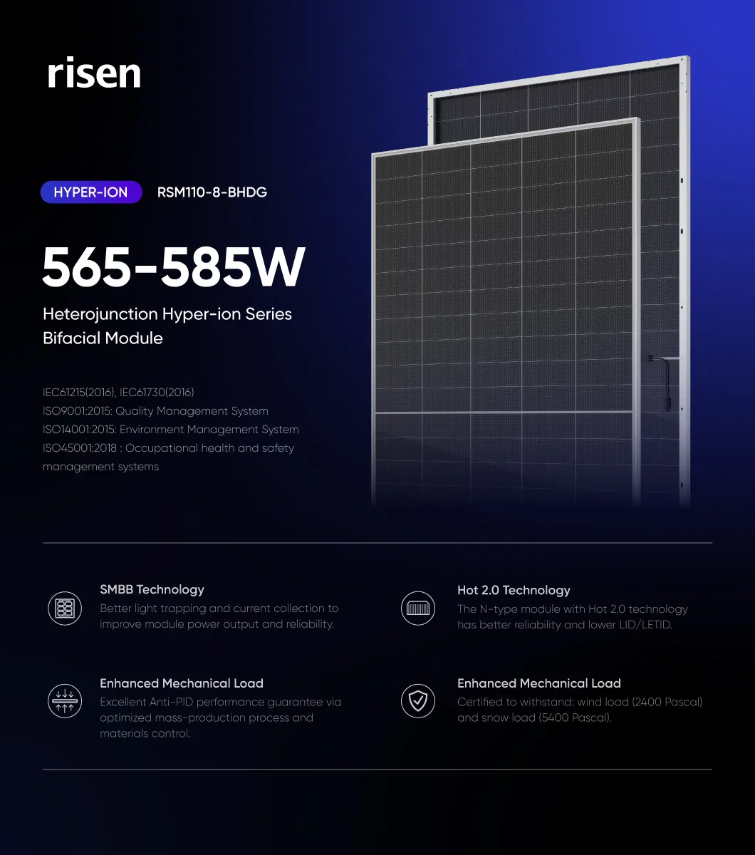 Panel Solar Tipo Ja N 600W 605W 610W Topcon 565W 585W Módulos Fotovoltaicos para Sistema Doméstico