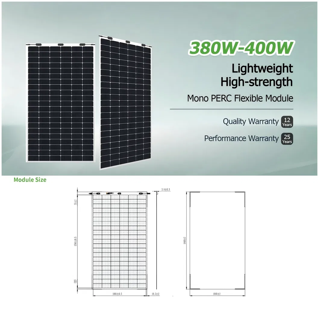 Panel Solar Flexible de Película Delgada 200-400W Módulos PV Monocristalinos Portátiles para Uso en Balcón