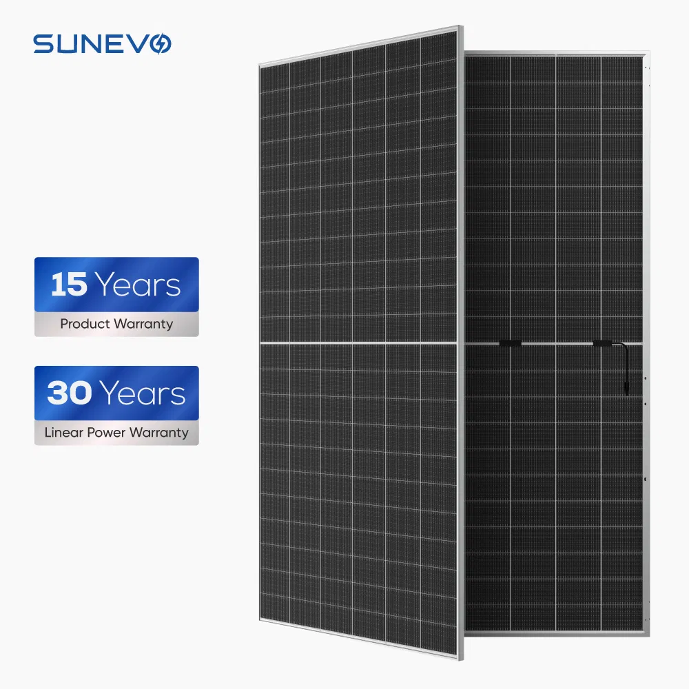 Módulo Solar Inteligente Sunevo Topcon Tipo N 600W 615W 630W Paneles Solares Bifaciales de Doble Cristal