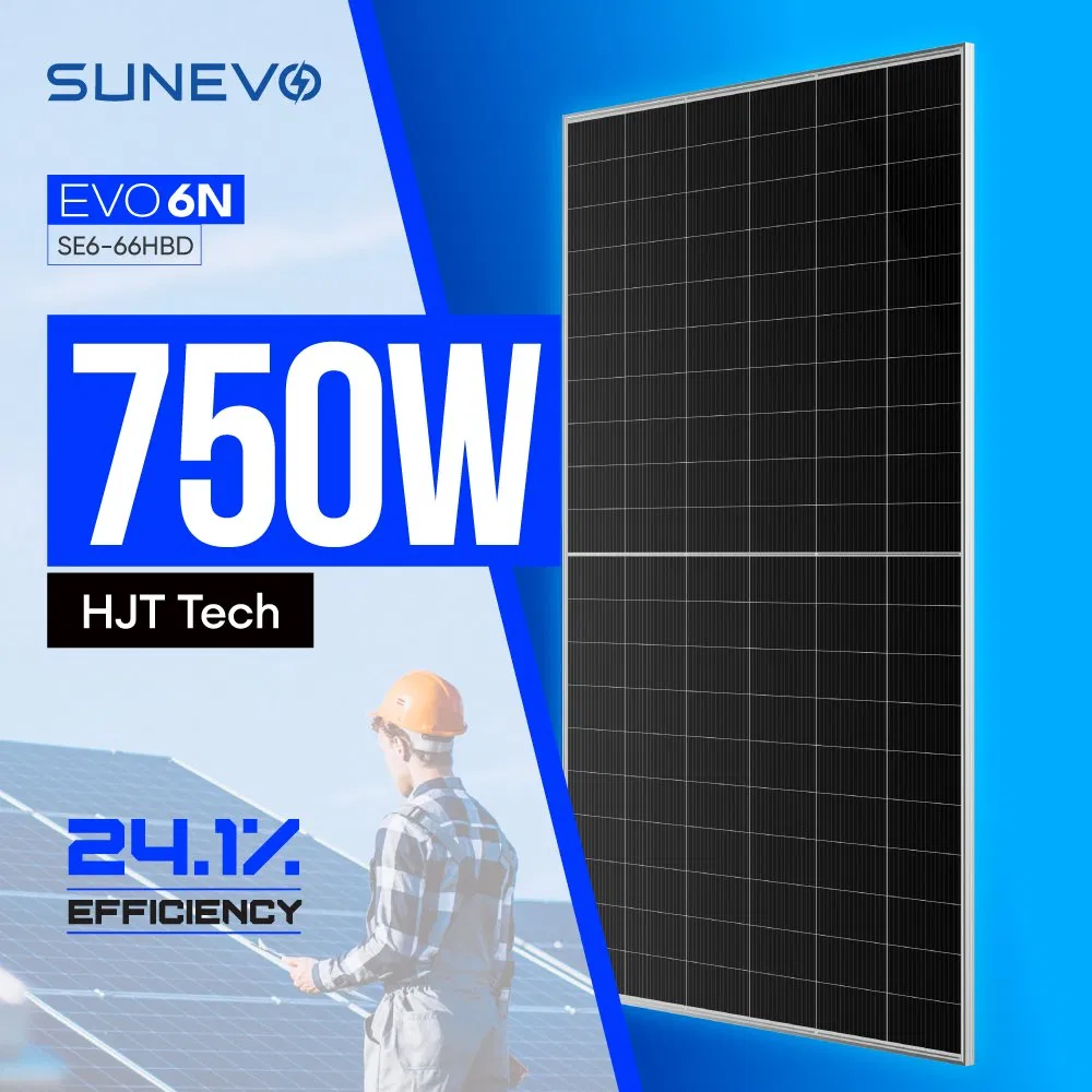 Paneles Solares Bifaciales Hjt Tipo N Sunevo 700W 720W 730W 740W 750W Módulo Fotovoltaico Monocristalino Completo para el Hogar