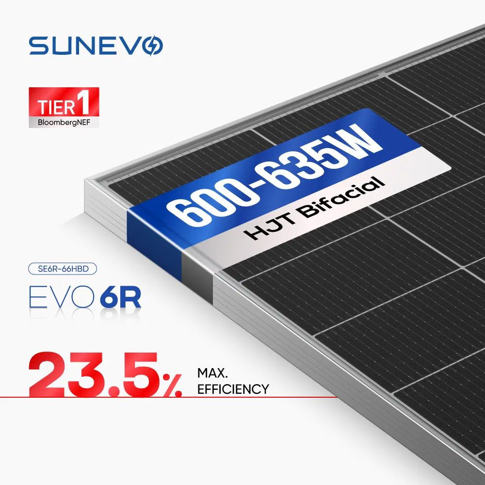Módulo Solar Inteligente Sunevo Topcon Tipo N 600W 615W 630W Paneles Solares Bifaciales de Doble Cristal