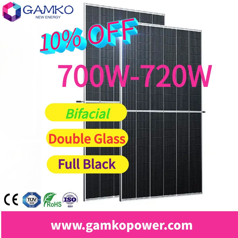 Jinko Longi Trina 700W 720W Panel Solar Bifacial Doble Cristal para Sistema Solar 550W 580W 750W